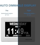 TROCOTN 7-Inch Dementia Clock Digital Calendar with Day Date Time Auto Dim view 5