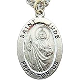 Westmon Works St Jude Solid Pewter One Inch Saint Medal with Stainless Steel Chain