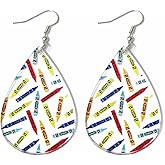 Azusa Sun Funny Teacher Teardrop Dangle Earrings for Women Wooden Earrings Teacher Appreciation Jewelry Gifts