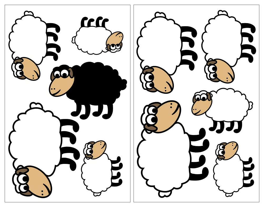 Samunshi® 10 pcs Cute Sheep Wall Sticker Set for Children's Bedroom Baby Nursery 2x 16x26cm