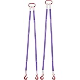 VEVOR Lifting Sling Straps, 2Pcs Two-Leg Polyester Bridle Sling with Hooks, 4400LB Capacity, 5Ft Heavy Duty Rigging Strap, Thickened & Wear-Resistant Webbing Slings for Engines Cranes Hoists Truck