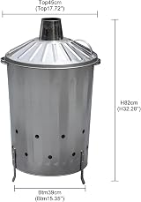 Simpa Garden Fire Bin Incinerator 90 Litre Galvanised Small Medium Large view 2