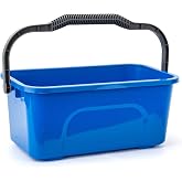 Bucket for Household Cleaning, 3 Gallon Plastic Rectangle Water Bucket | Blue Window Cleaning Bucket with Handle, Car Washing Bucket