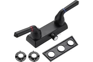 PURITYSAGE RV Shower Faucet, 4" RV Camper Shower Faucet Valve Diverter Replacement with Dual Lever Control Hot and Cold Water for Outside and Inside Bathroom, Black