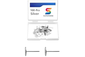 SUPERNINE Silver Thumb Tacks, Multipurpose Upholstery Nails, Decorative Nail Heads, and Wall Tacks for Secure Fixing & DIY Projects, 100Pcs