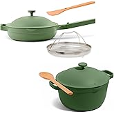Our Place Cookware Duo | 7-Piece Ceramic Cookware Set with 10.5" Always Pan 2.0, 5.5 Qt Perfect Pot & Strainer Basket | Induction & Oven Safe up to 450°F | Nonstick, Non-Toxic Cookware | Sage