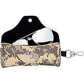 Face Shadow PU Leather Glasses Case with Belt Loop, Semihard Portable Eyeglasses Case for Outwork