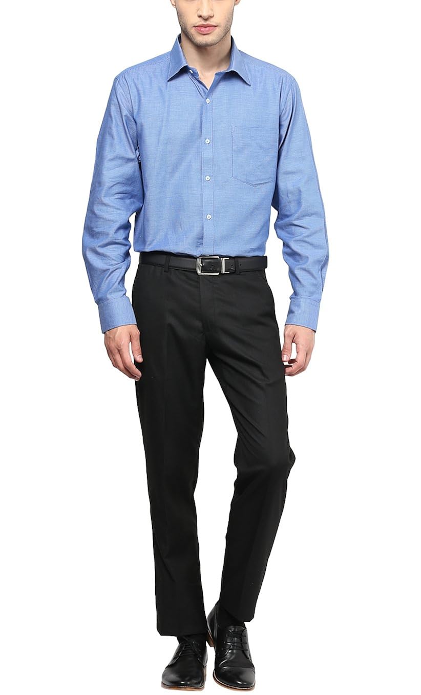 american crew men's full sleeve solid shirt with pocket (blue)