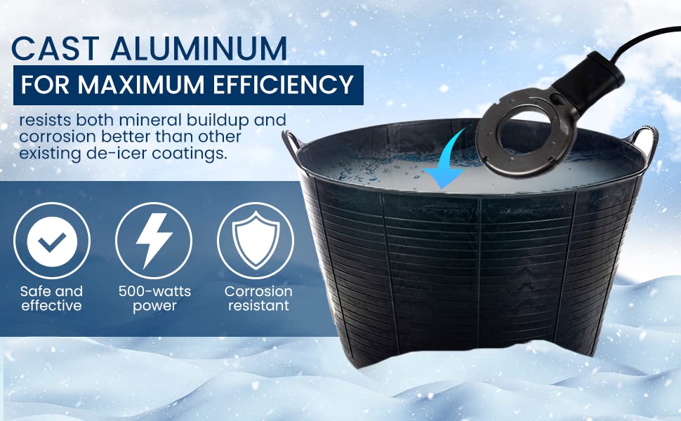 SLASHCOOL Upgraded 500Watt DeIcer Submergible Cast Aluminum Utility