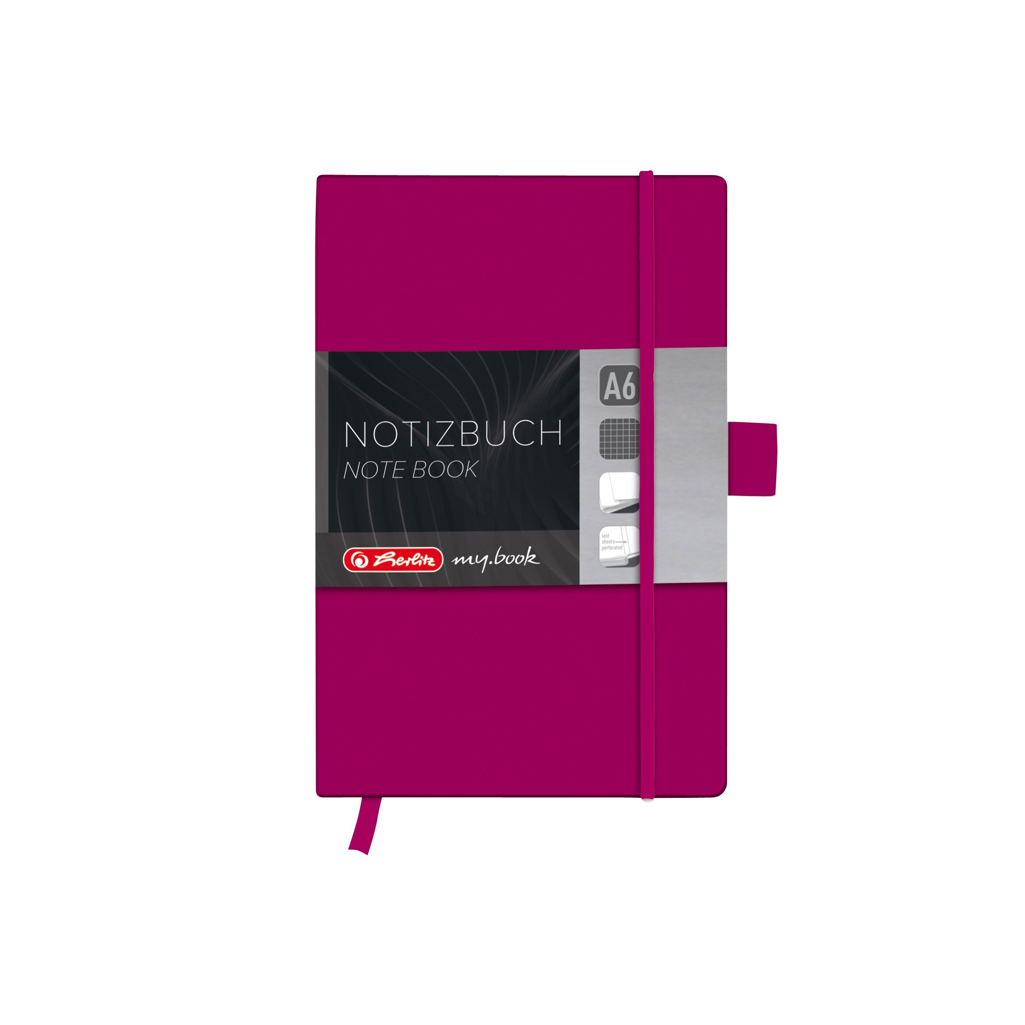 Herlitz A6 Squared My Book Classic Hardcover Notebook with Book Ribbon and Pen Loop - Berry