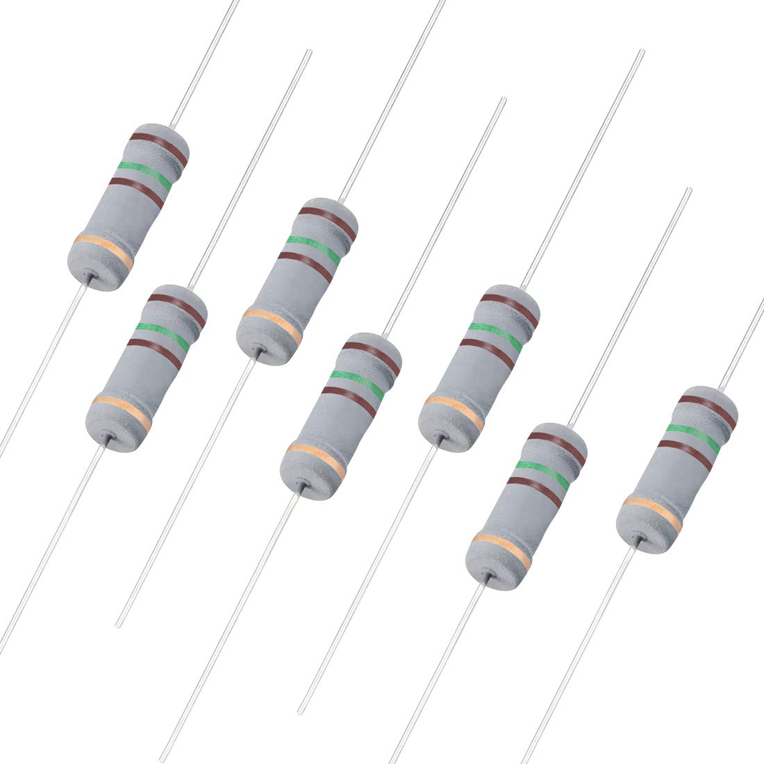 Sourcingmap 50Pcs 150 Ohm Resistor, 2W 5% Tolerance Carbon Film Resistors, 4 Bands for DIY Electronic Projects and Experiments