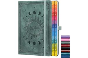 HWXBEN Address Book with Colorful Alphabetical Tabs (8.4" x 5.7") – Hardcover Contact Organizer for Website Passwords, Telephone, Software Licenses, and Important Information – Premium Gray