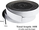 GUKOY Draught Excluder Self Adhesive Foam Tape 20mm x 3mm 2 Rolls 10m Black view 2