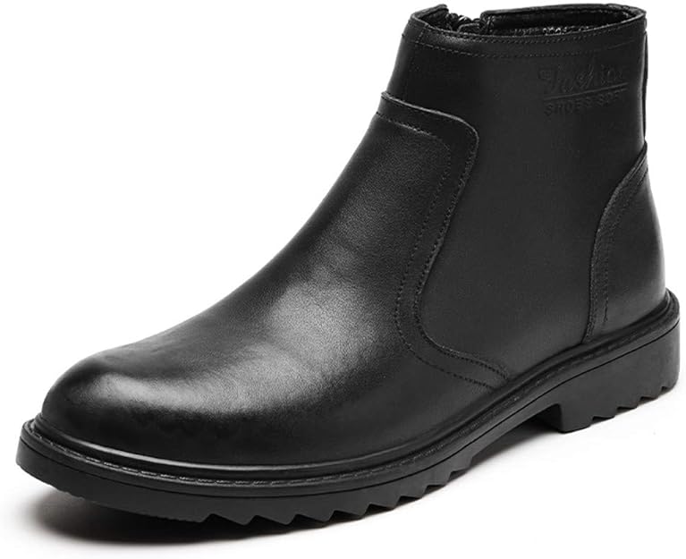 Chelsea Boots Mens Zip Leather Shoe Ankle Boots Autumn Winter Smooth