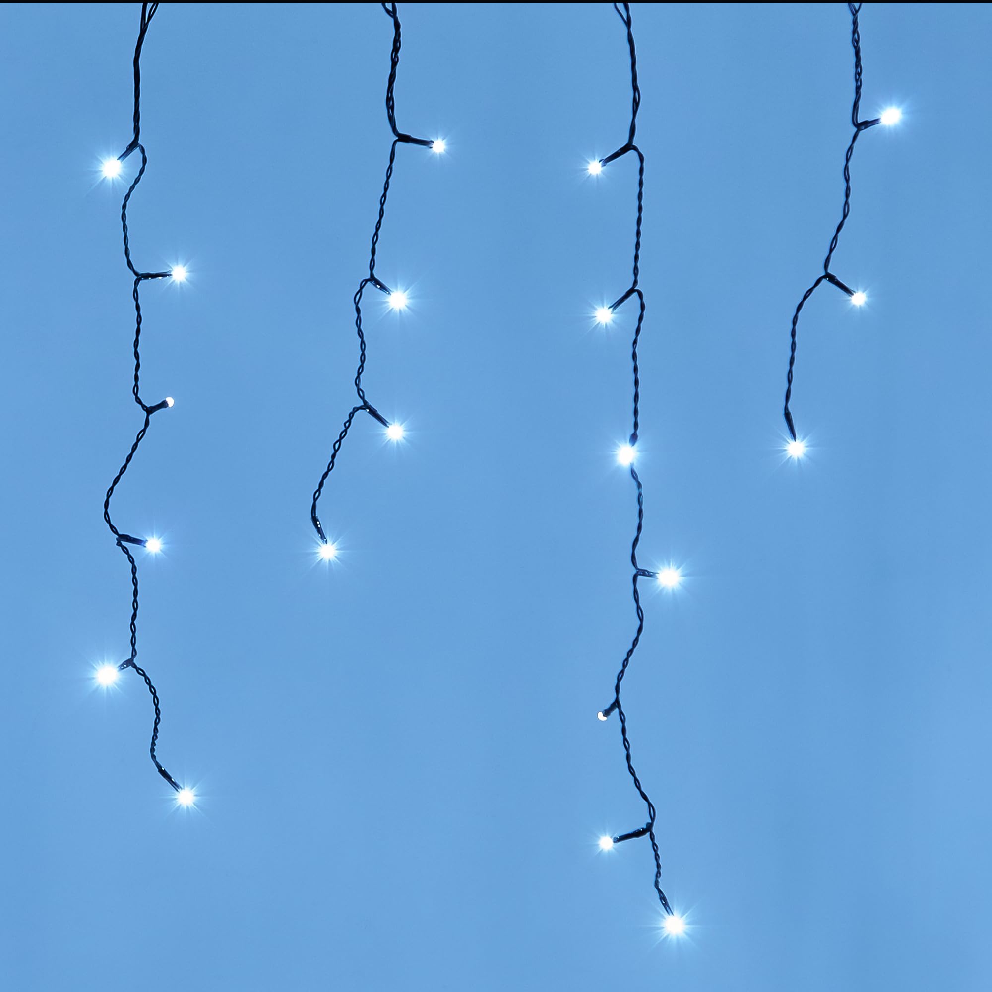 Icicle Lights Outdoor Christmas 2000 LED 60m Lit Length, Cool White LED Icicle Fairy House Lights with 8 Hours On Timer, Memory, 8 Lighting Modes, Mains Powered – 2000 LED, Cool White