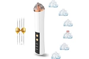 PENSVOX Blackhead Remover Pore Vacuum,Facial Pore Cleaner-6 Suction Power,3 Adjustable Suction Levels,USB Rechargeable Blackhead Vacuum Kit Electric Acne Extractor Tool for Women & Men (White)