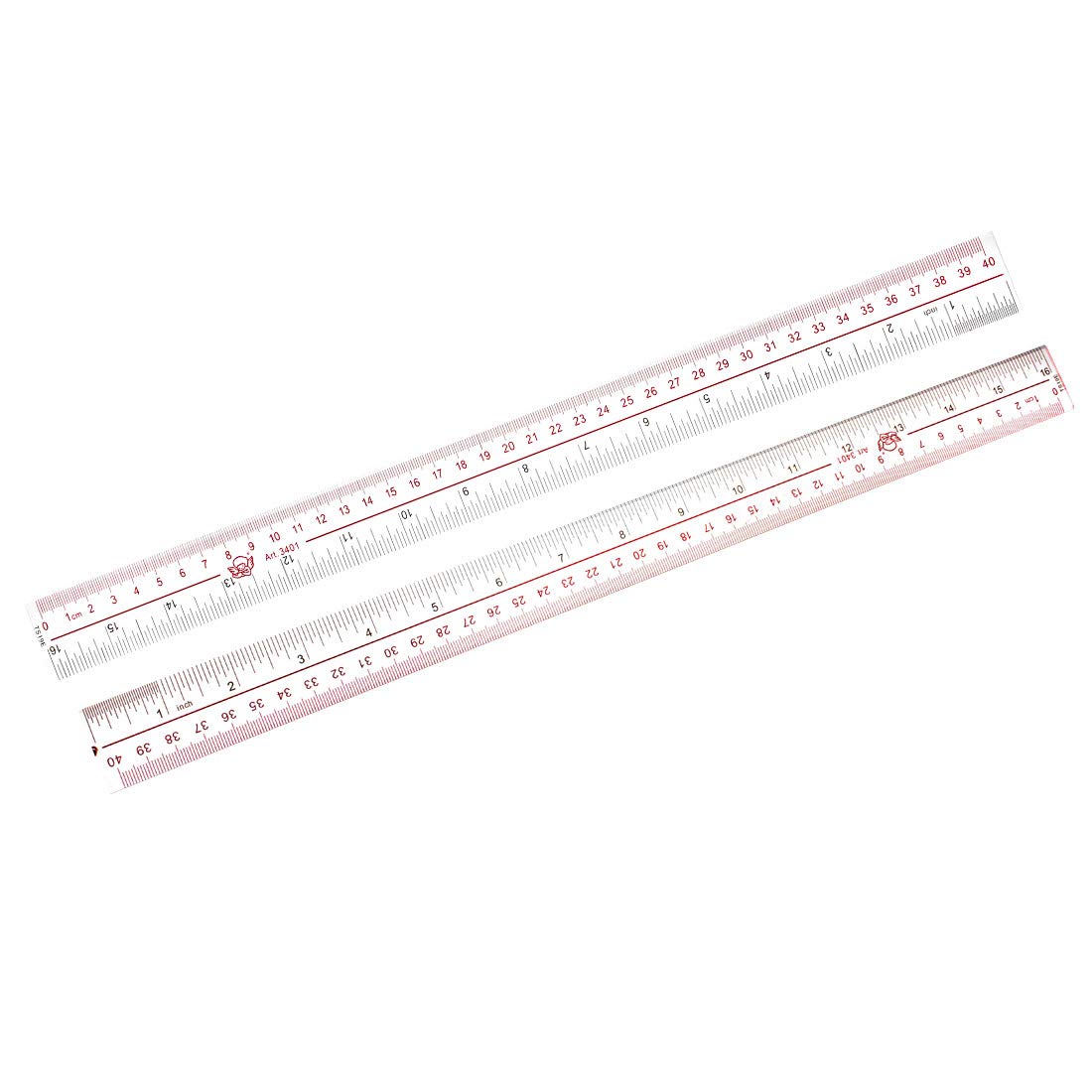 sourcing map Straight Ruler 40cm 16Inch Metric Measuring Tool 2pcs
