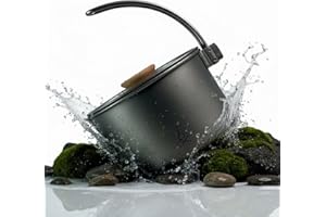 Überleben | Kessel Titanium Camp Kettle – 37 fl oz (1.1L) Camping Pot with Locking Lid, Hanger & Canvas Bag – Bushcraft Coffe