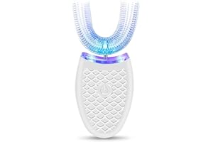 Ultrasonic Electric Toothbrush Adults, Automatic Toothbrush U Shaped Whole Mouth 360° Cleaning Teeth Whitening Hands Free Rec
