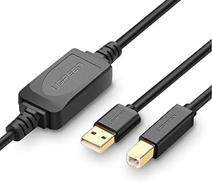 UGREEN Printer Cable USB Active Repeater USB 2.0 A to B Male Printer Scanner Cable for PC, Mac, HP, Canon, Lexmark, Epson, Dell, Xerox, Samsung etc (30FT)