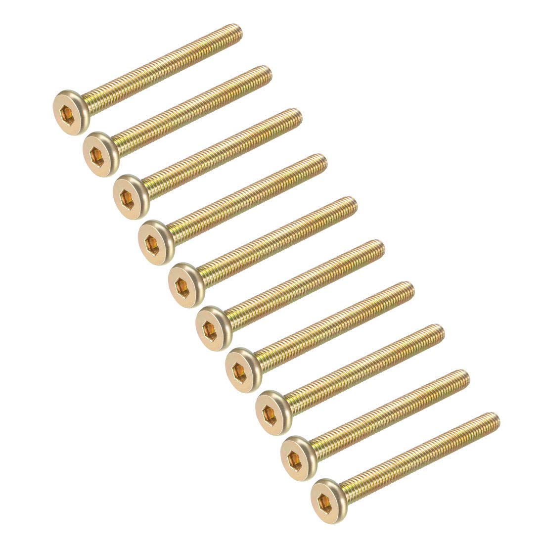 sourcing map M6x60mm Furniture Screw Hex Socket Machine Screws Zinc Plated Fasteners Bolts Full Thread Carbon Steel 15Pcs