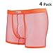 KAYIZU Men's Underwear, Brand Sexy Mesh Boxer Transparent Perspective Large (4-Pack)