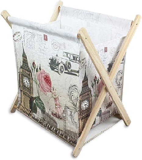 Amazon 桜の雪 木製 ポーラ布 北欧風 折り畳み可能 防水 雑誌 おもちゃ 衣類 雑貨収納 新聞紙ストッカー 32 32 24cm 鐘柄 新聞 雑誌ストッカー オンライン通販