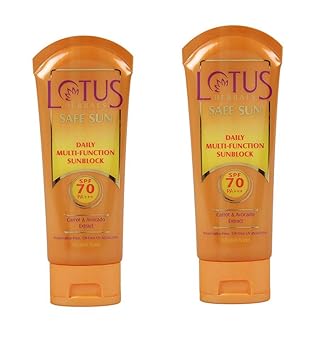 Lotus Herbals Safe Sun Daily Multi Function Sunblock SPF-70, 60g-Combo pack of 2