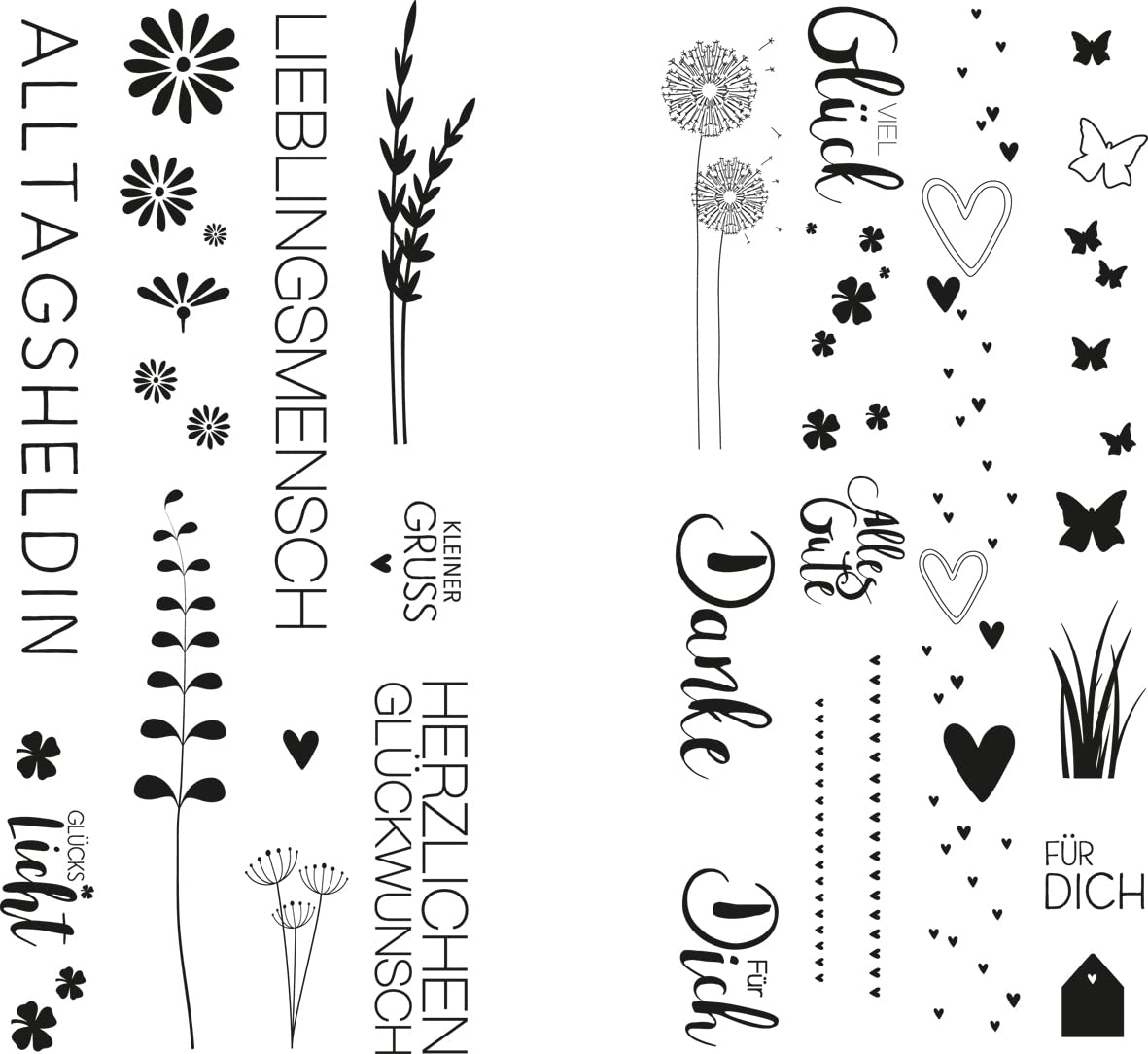 Rayher Water Slide Decals for Candle Making and Casting Projects, Decal Stickers for Glass, Wood and Plastic, Candle Transfer Designs, 2 Sheets with various Phrases and Designs, black, 31646000