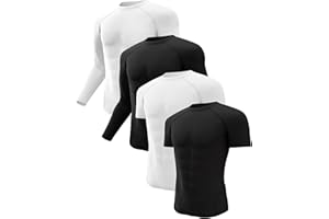 CL convallaria 4 or 5 Pack Mens Compression Shirt Workout Rash Guard Long Short Sleeve Undershirts for Athletic Gym Running