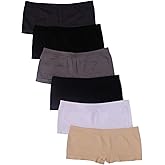 Kalon 6 Pack Women's Nylon Spandex Boyshort Panties