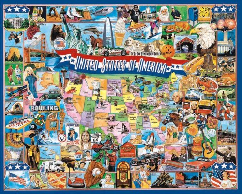White Mountain Puzzles United States of America - 1000 Piece Jigsaw Puzzle
