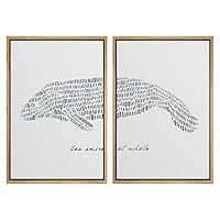 SIGNWIN Framed Wall Art Print Set Sea Manatee Outline Line Art Duotone Animals Sealife Illustrations Modern Art Decorative Elements Dramatic for Living Room, Bedroom, Office - 16