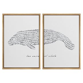 SIGNWIN Framed Wall Art Print Set Sea Manatee...