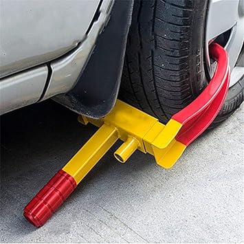 Sistema Antirrobo Universal Para Rueda Bloqueo De Seguridad Para Neumaticos De Coche Moto Remolque Y Caravana Cepo De Ruedas Con 2 Llaves Tornillo De Cuernos Material Acero Amazon Es Coche Y Moto