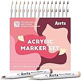 Arrtx Acrylic Markers Skin Tone 30 Colors,Brush Tip,Water Based Acrylic Paint Pens Paint Markers,Perfect for Glass Marking,An