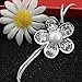 Merdia Flower Shape Created Crystal and Simulated Pearl Pendant Long Chain Sweater Necklace for Women