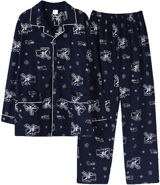 Men's Long Sleeve Broadcloth Pajama Set, 100 Cotton Woven Drawstring Sleepwear Set with Top and