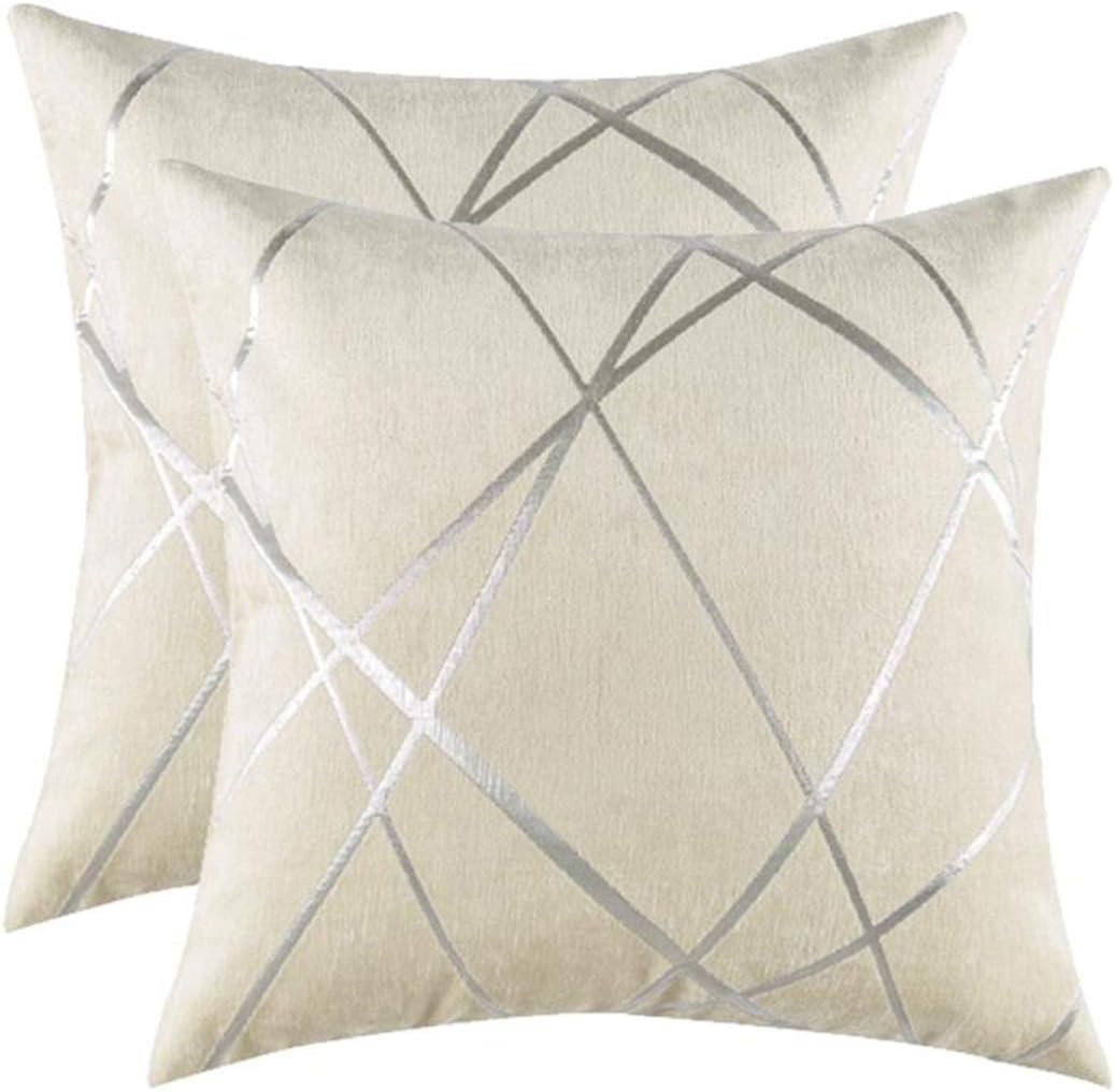 Gigizaza Cushion Covers 60 x 60 cm Cream Square Big Chenille Decorative