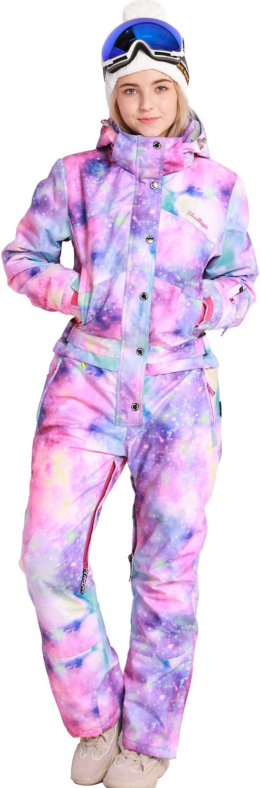 Bluemagic Women's One Pieces Ski Suits Jumpsuits Coveralls Winter Outdoor Waterproof Snowsuits for Snow Sports