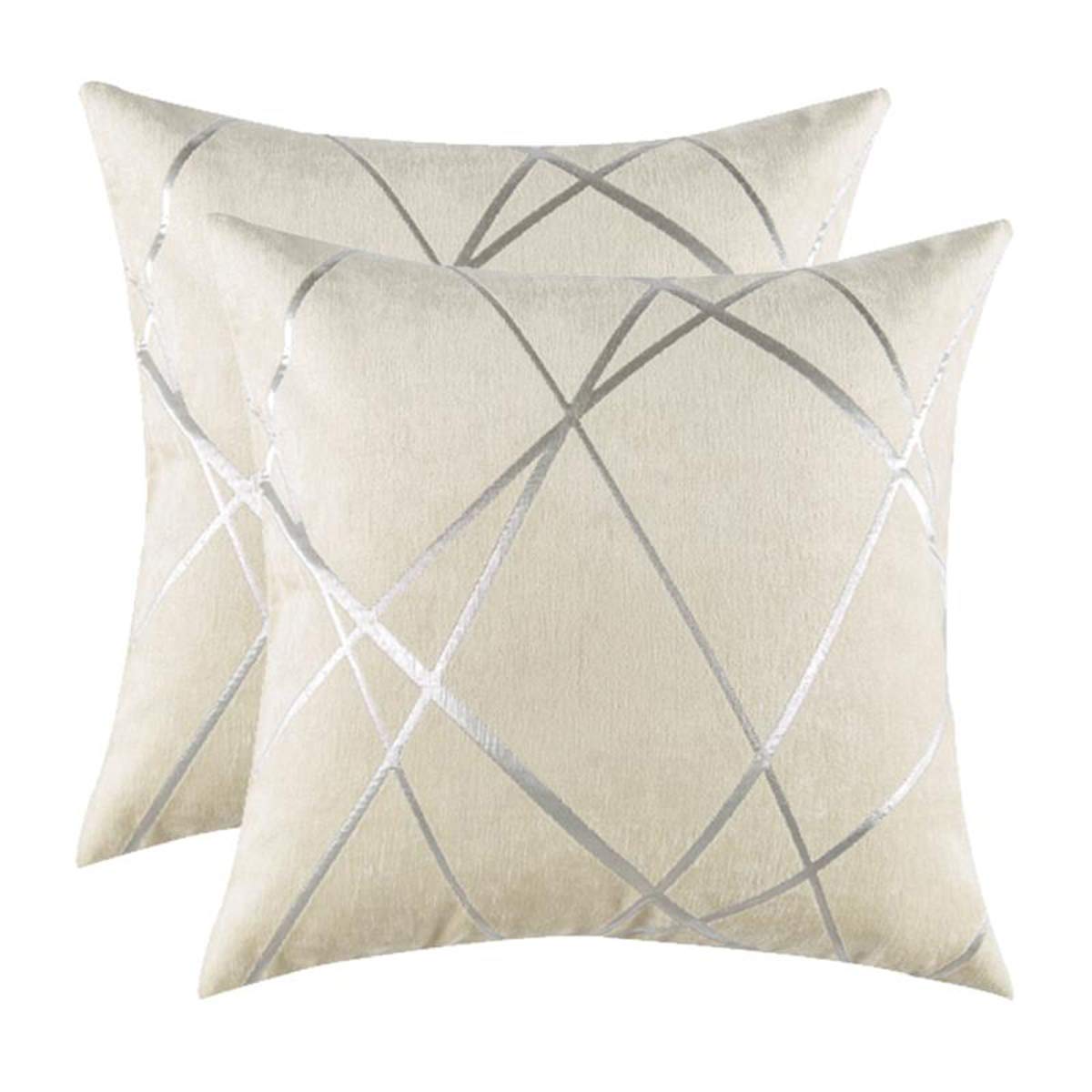 GIGIZAZA Cushion Covers 60 x 60 cm Cream Square Big Chenille Decorative 24 x 24 Inch Pillowcases for Sofa Bedroom Living room Set of 2