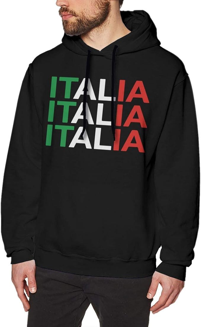 A17WKD Men's Italia Italian Flag Hooded Sweatshirt Casual Athletic