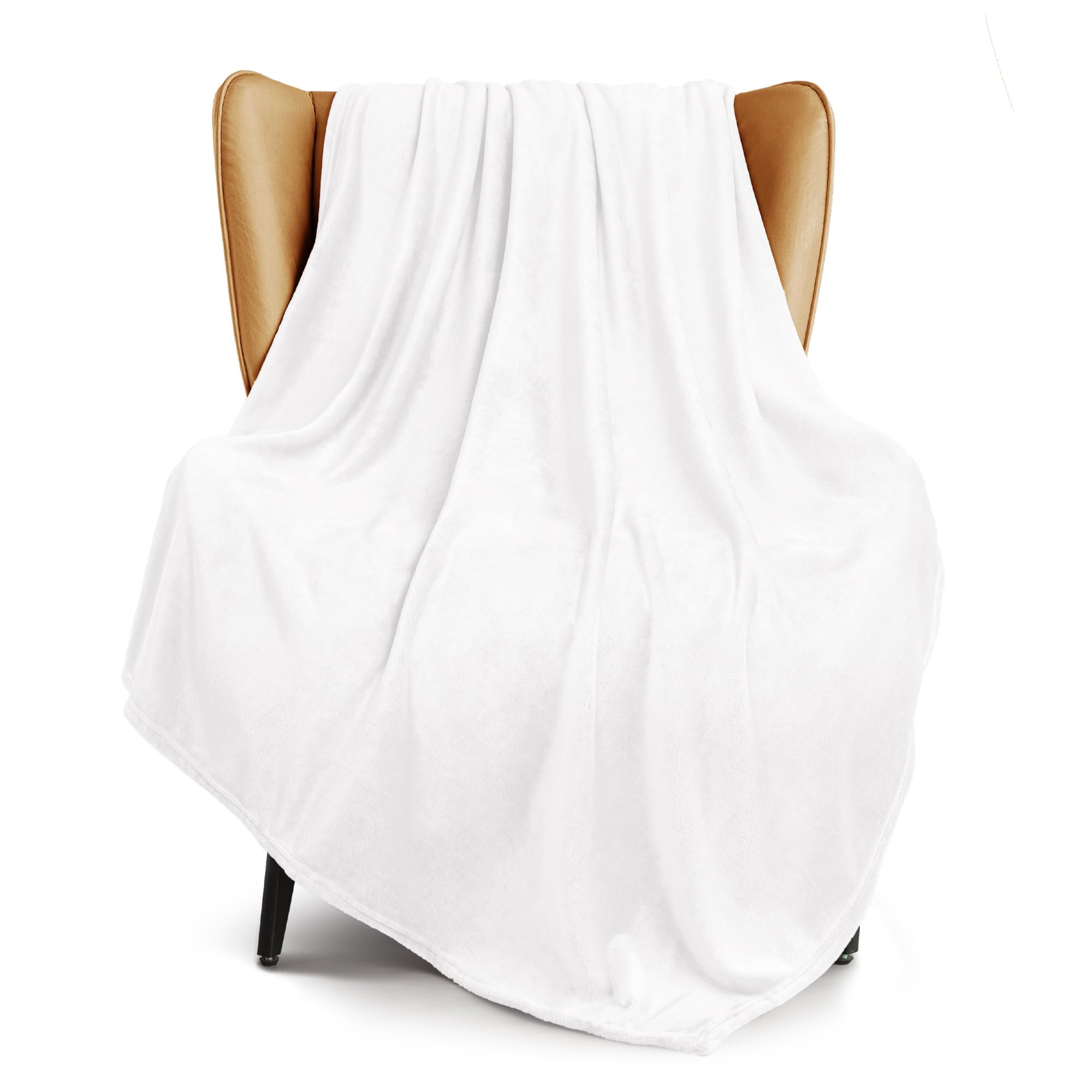 Exclusivo Mezcla Extra Large Fleece Throw Blanket for Couch, Sofa, 300GSM Super Soft and Warm Blankets, Pure White Throw All Season Use, Cozy, Plush, Lightweight, 127x178 CM