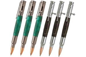 6 Pack 30 Caliber Bolt Action Pen Kits - Mixed color (3 Gun metal+3 Chrome) Bullet Cartridge Hardware Pen Kits Handmade Woodt