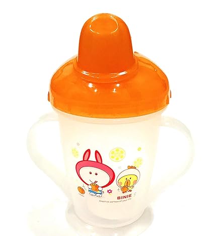 THE LITTLE LOOKERS Premium Quality Bpa Free Unbreakable Sippy Cup (Sipper Mugs for Kids/Children/Babies/Infants) Soft Spout Infant PP Water/Juice Training Sipper Cup with Handles 200 ml (Orange)