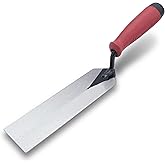 MARSHALLTOWN QLT Masonry Margin Trowel, 8 x 2 Inch, Red Soft Grip Handle | Forged Carbon Steel Blade, Levels and Spreads for Tile and Concrete, Reduces Fatigue, MTSG82