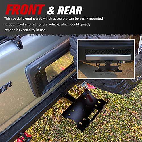 FieryRed Hitch Winch Mounting Plate with 2" Receiver, Trailer Winch