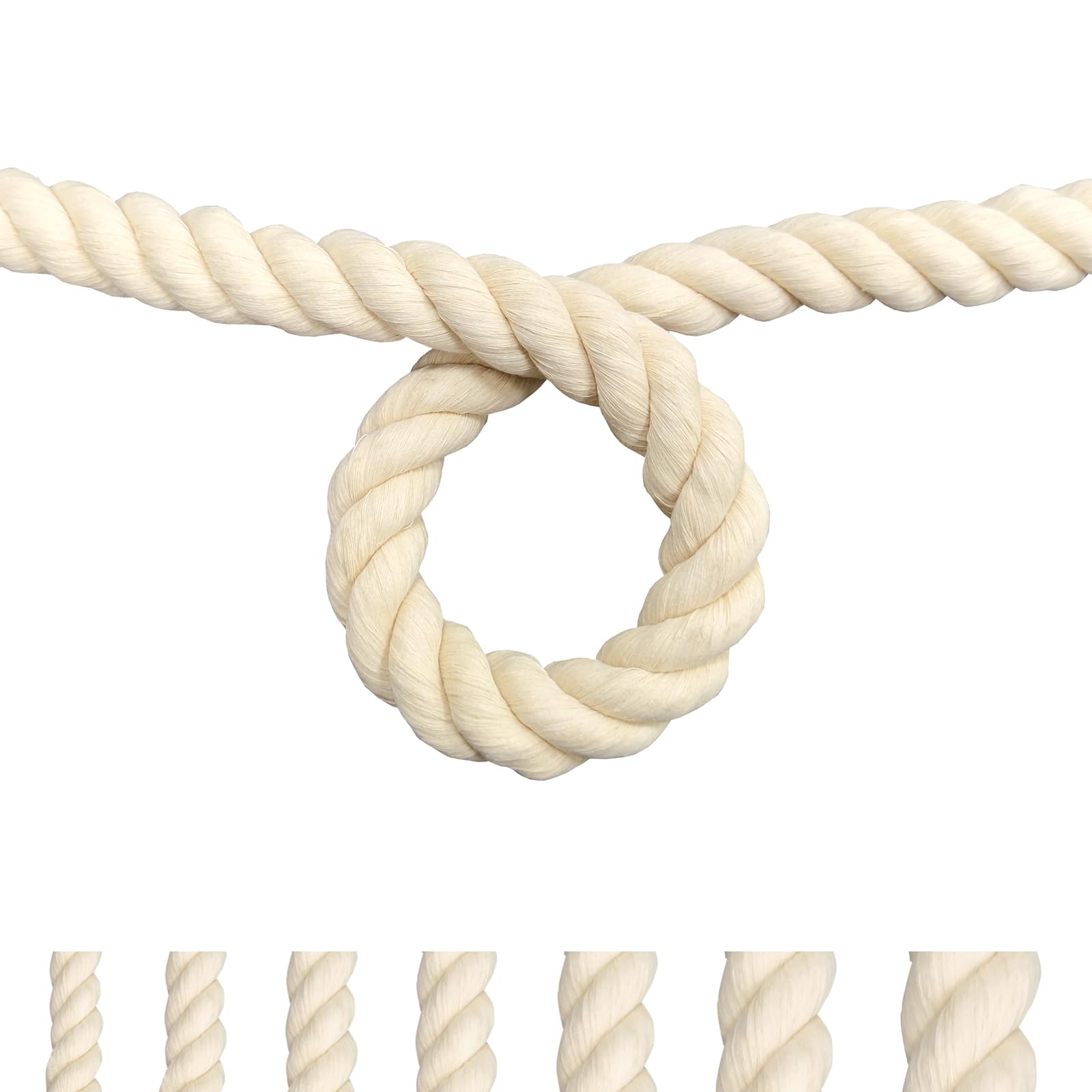 FOSER Cotton Rope, Macrame Yarn, Cotton Cord for DIY Crafts, Decorative Projects, Pet Toys (20 mm (5 m))