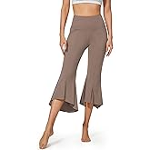 G4Free Capri Pants for Women Stretch Yoga Dress Pants with Pockets Ruffle Bell Bottom Athletic Work Leggings