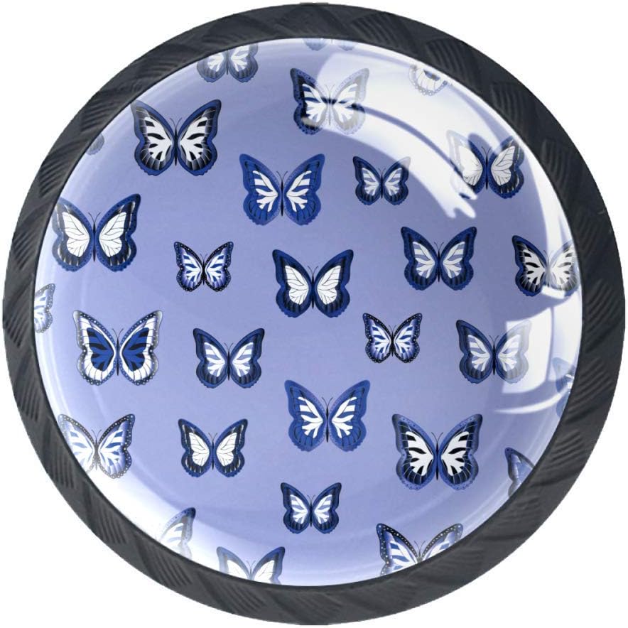 Bright Butterflies Cabinet Hardware Round Knobs 35MM Diameter 4 Pack